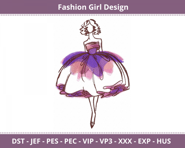 Fashion Girl Machine Embroidery Design