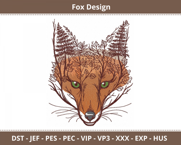 Fox Animal Machine Embroidery Design