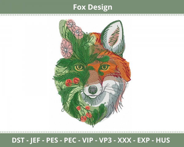Fox Animal Machine Embroidery Design