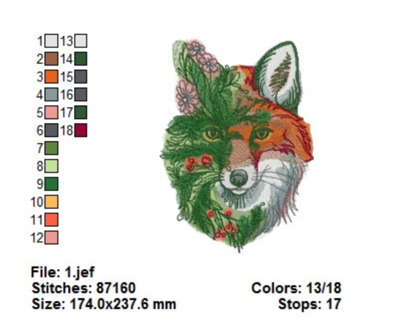 Fox Animal Machine Embroidery Designs-1 Size-instant download