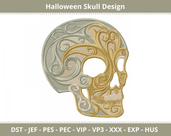 Halloween Skull Machine Embroidery Designs-1 Size-instant download