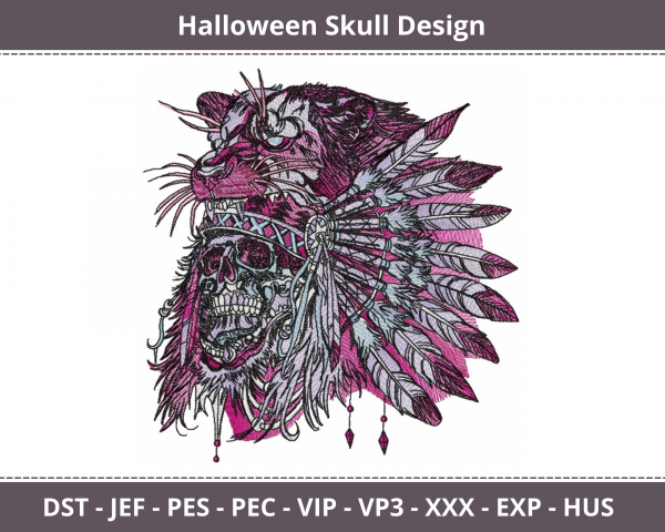 Halloween Skull Machine Embroidery Design	