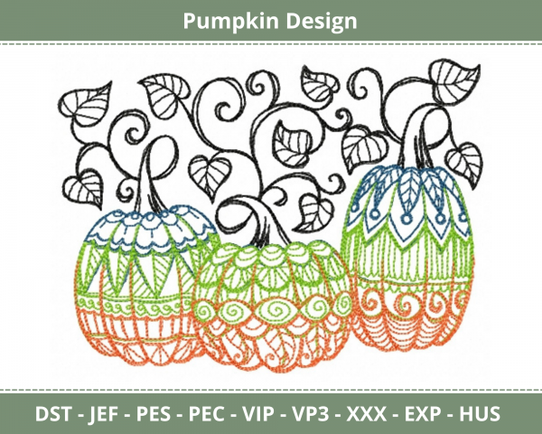 Pumpkin Machine Embroidery Design