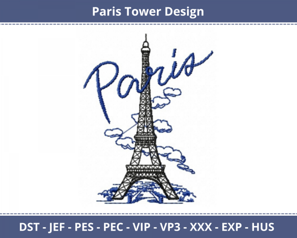 Paris Tower Machine Embroidery Design