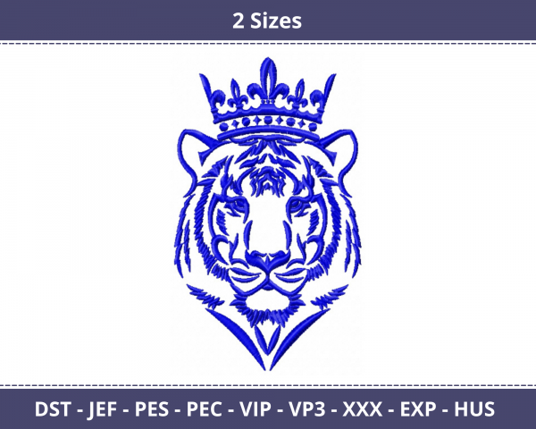 Tiger With Crown Machine Embroidery Designs