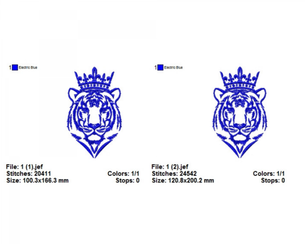 Tiger With Crown Machine Embroidery Designs-2 Sizes-instant download
