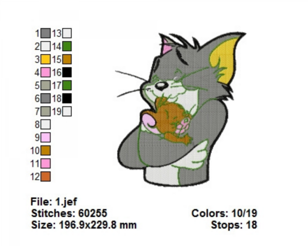 Tom & Jerry Machine Embroidery Designs-1 Size-instant download