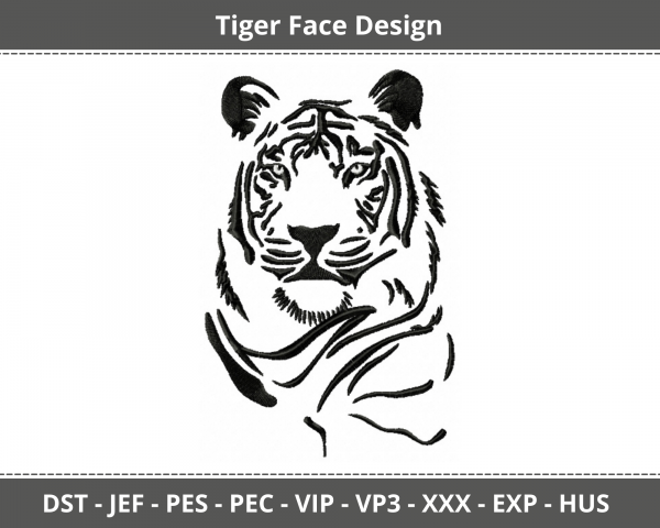 Tiger Face Machine Embroidery Design