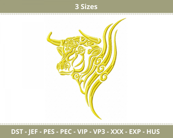 Golden Bull Symbol Machine Embroidery Designs-3 Sizes-instant download