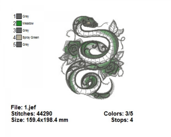 Snake Machine Embroidery Designs-1 Size-instant download