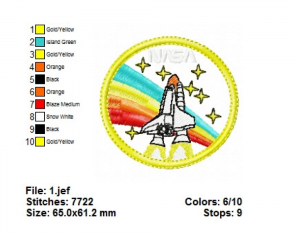 Nasa Logo Machine Embroidery Designs-1 Size-instant download
