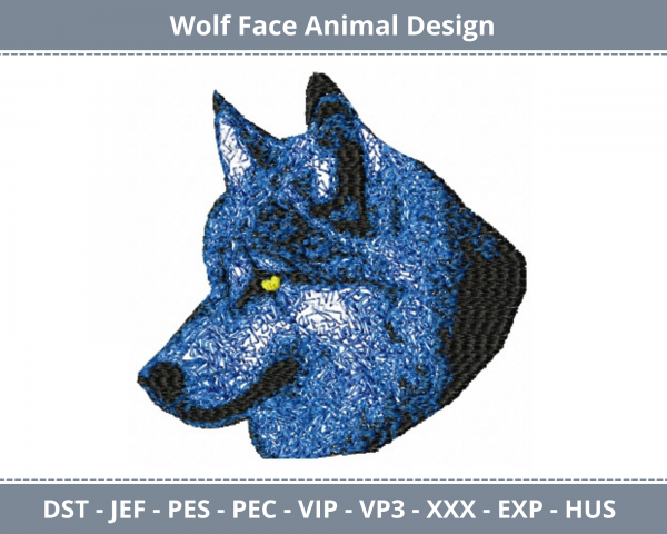 Wolf Face Animal Machine Embroidery Design