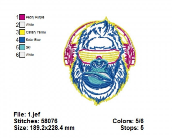 Monkey Gorilla Machine Embroidery Designs-1 Size-instant download