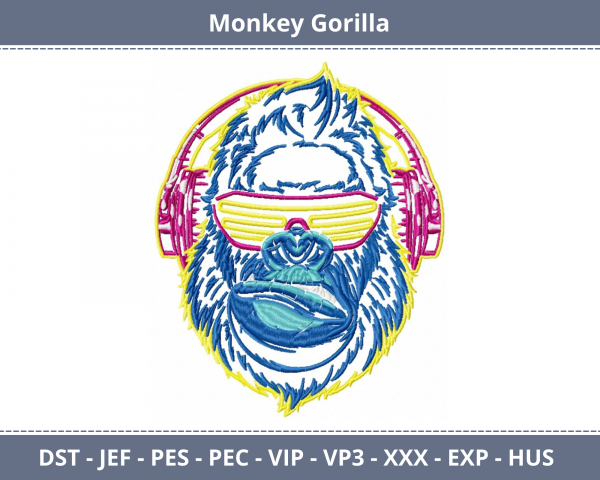 Monkey Gorilla Machine Embroidery Designs-1 Size-instant download