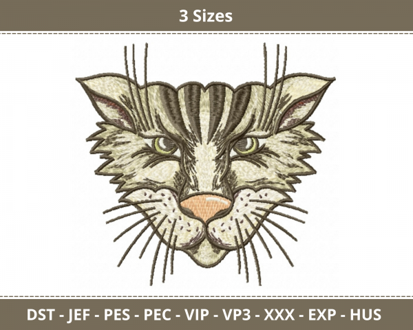 Cat Face Machine Embroidery Designs-3 Sizes-instant download