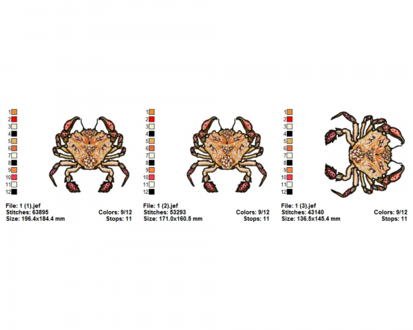 Crab Animal Machine Embroidery Designs-3 Sizes-instant download