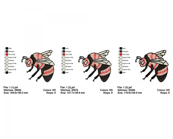 Honey Bee Machine Embroidery Designs-3 Sizes-instant download