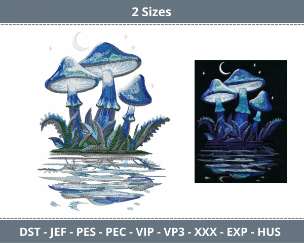 Mushroom Machine Embroidery Designs-2 Sizes-instant download