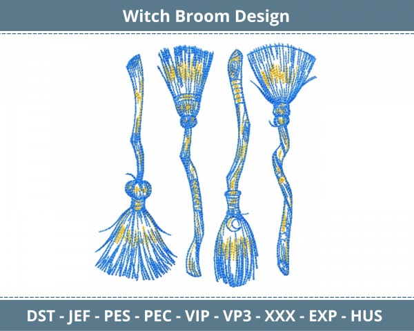Witch Broom Machine Embroidery Design