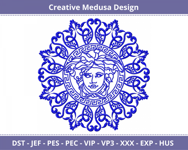 Creative Medusa Machine Embroidery Design	