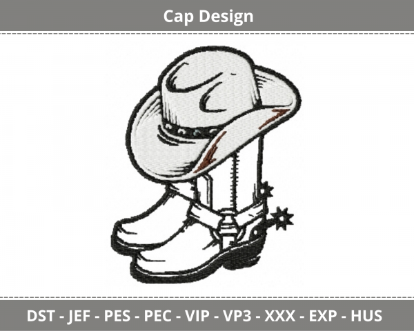 Cap With Shoes Machine Embroidery Design