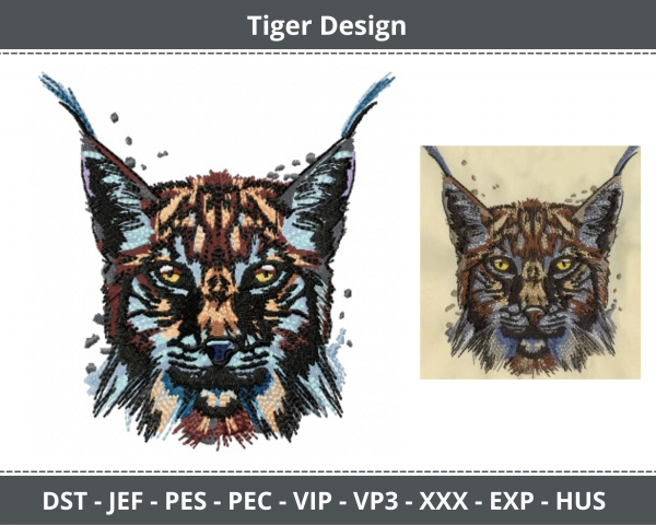 Tiger Face Machine Embroidery Design	