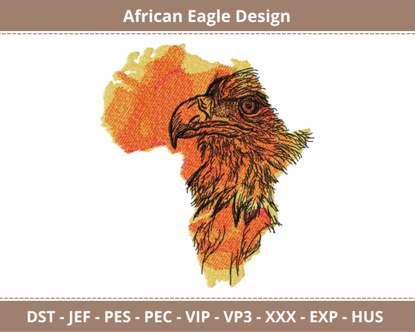 African Eagle Machine Embroidery Design	
