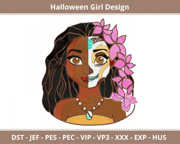 Halloween Girl Machine Embroidery Design