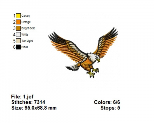 Eagle Machine Embroidery Designs-1 Size-instant download