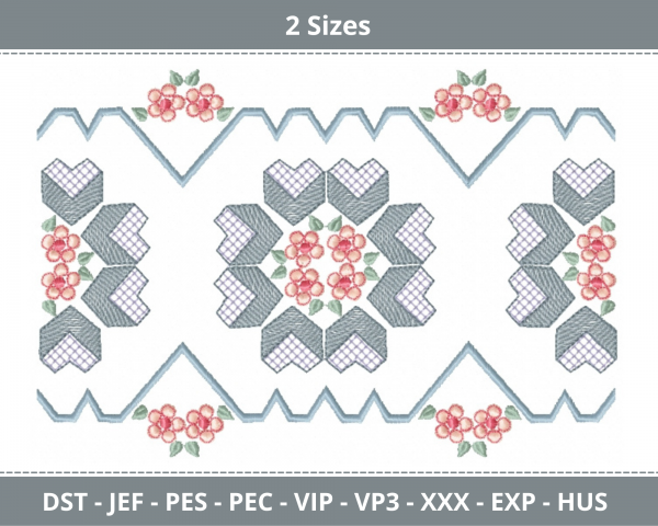 Floral Border Machine Embroidery Designs-2 Sizes-instant download