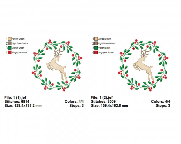 Christmas Deer Frame Machine Embroidery Designs-2 Sizes-instant download