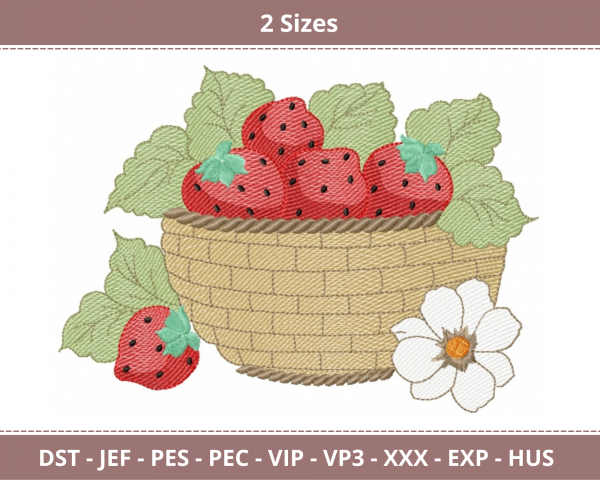Strawberry Bowl Machine Embroidery Designs-2 Sizes-instant download