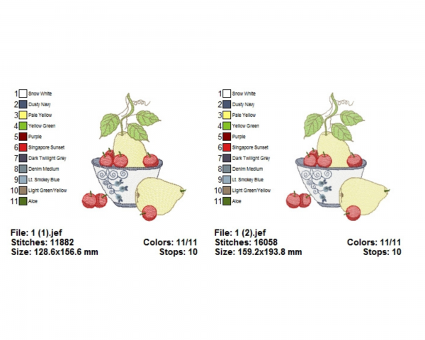 Fruits Machine Embroidery Designs-2 Sizes-instant download