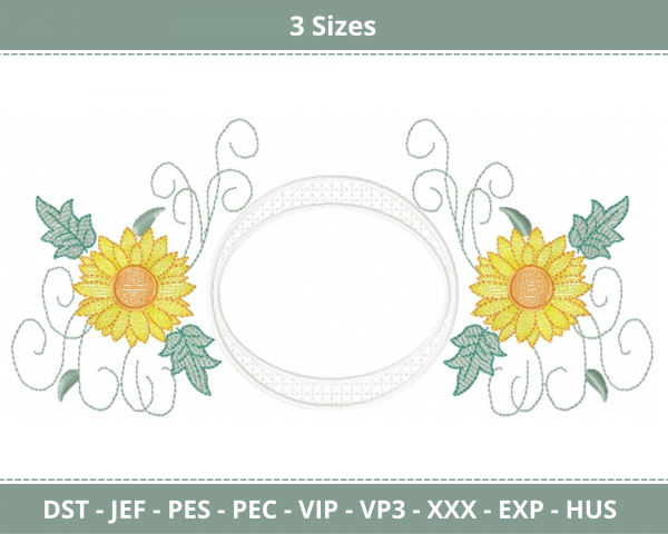 Sunflower Frame Machine Embroidery Designs-3 Sizes-instant download