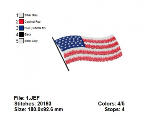 Flag of The United States Machine Embroidery Designs-1 Size-instant download
