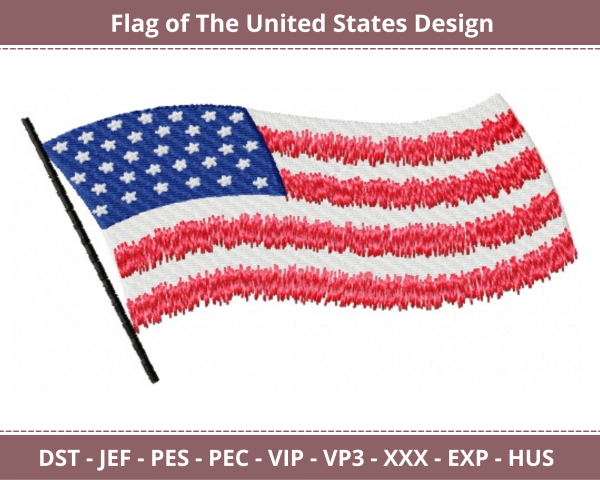 Flag of The United States Machine Embroidery Design	