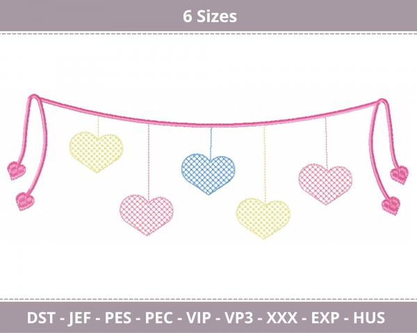 Heart Border Machine Embroidery Designs 6 Sizes-instant download