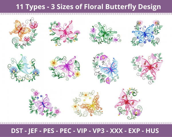 Floral Butterfly Machine Embroidery Designs