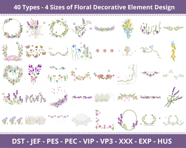 Floral Decorative Element Machine Embroidery Designs
