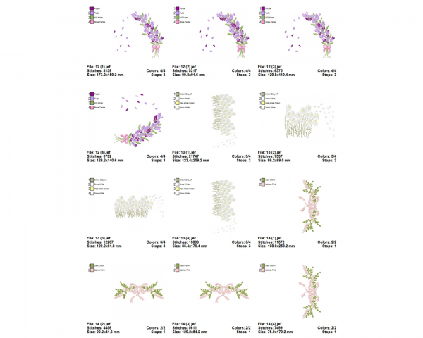Floral Decorative Element Machine Embroidery Designs 40 Types-4 Sizes-instant download