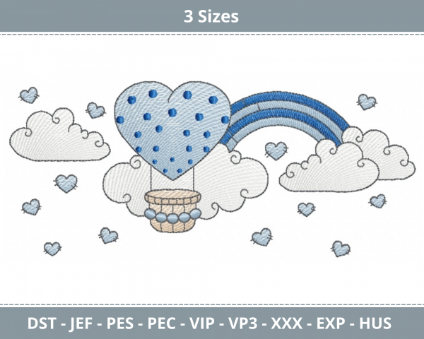 Cloud And Rainbow Machine Embroidery Designs-3 Sizes-instant download