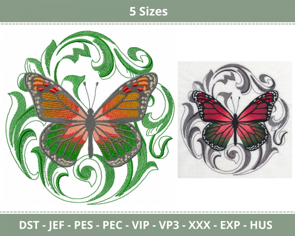 Butterfly Machine Embroidery Designs-5 Sizes-instant download