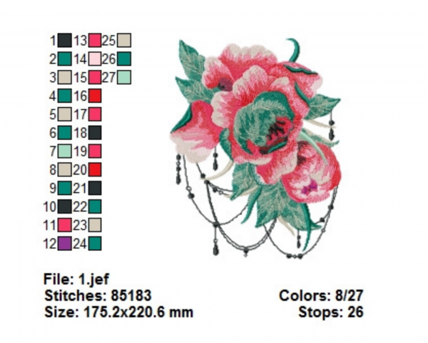 Rose Flower Machine Embroidery Designs-1 Size-instant download