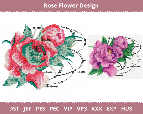 Rose Flower Machine Embroidery Designs-1 Size-instant download