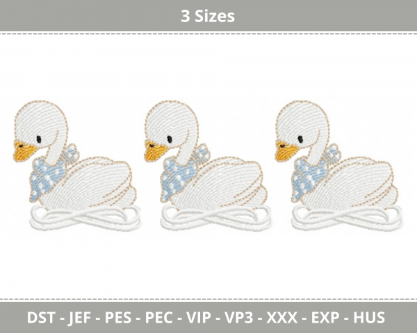 Swans Bird Machine Embroidery Designs-3 Sizes-instant download