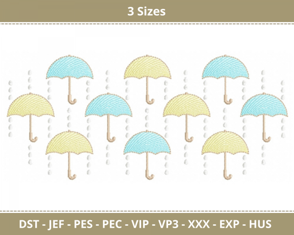 Umbrella Machine Embroidery Designs-3 Sizes-instant download