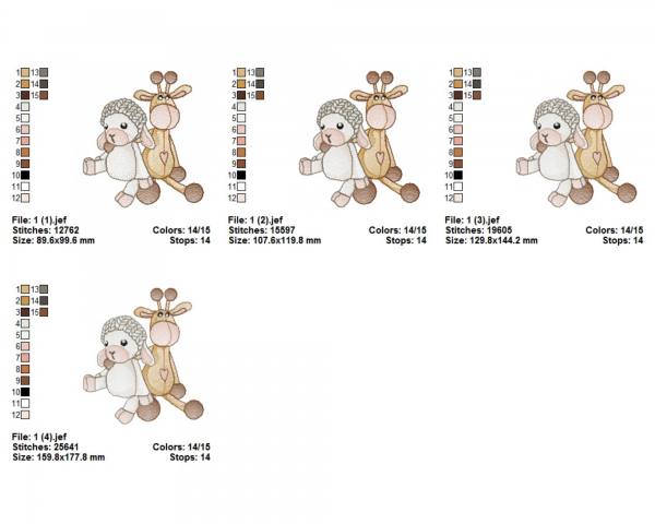 Giraffe & Sheep Toy Machine Embroidery Designs-4 Sizes-instant download