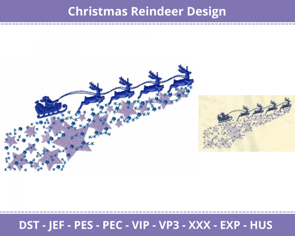 Christmas Reindeer Machine Embroidery Design	