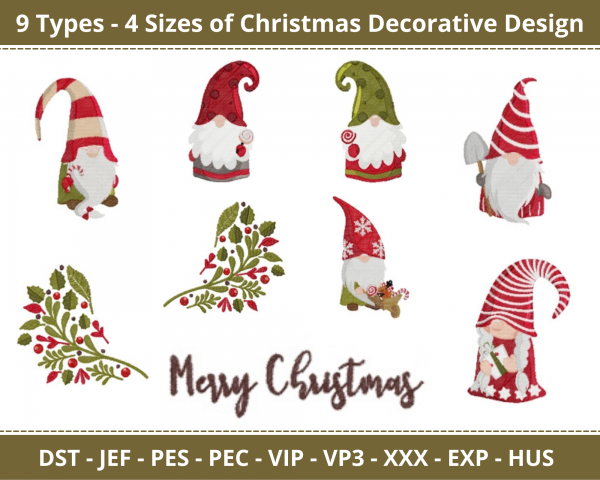 Christmas Decorative Machine Embroidery Designs-4 Sizes-instant download