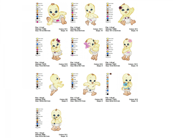 Cute Baby Machine Embroidery Designs-10 Types-1 Size-instant download